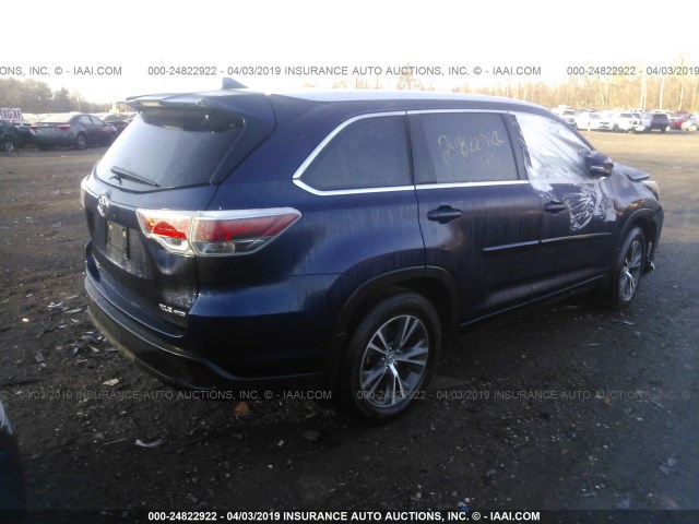5TDJKRFHXGS342725 - 2016 TOYOTA HIGHLANDER XLE ლურჯი ფოტო 4