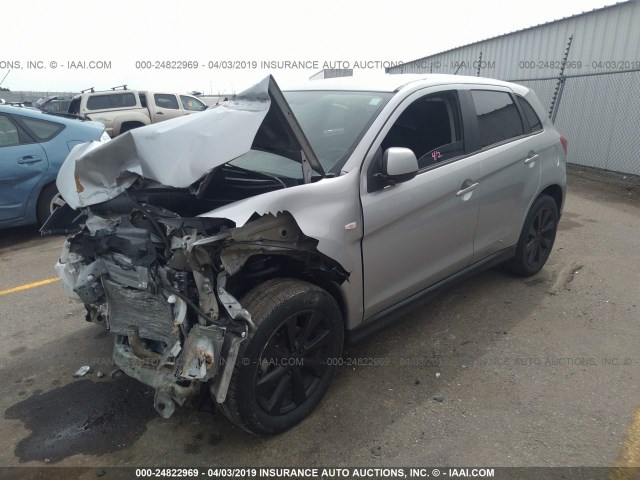 4A4AR3AW4FE033277 - 2015 MITSUBISHI OUTLANDER SPORT ES GRAY photo 2