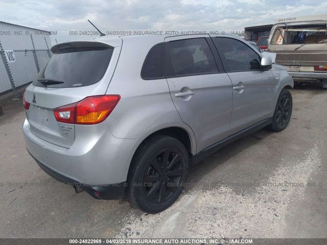 4A4AR3AW4FE033277 - 2015 MITSUBISHI OUTLANDER SPORT ES GRAY photo 4