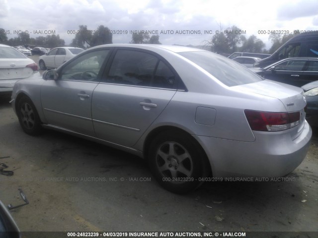 5NPEU46F76H063279 - 2006 HYUNDAI SONATA GLS/LX SILVER photo 3