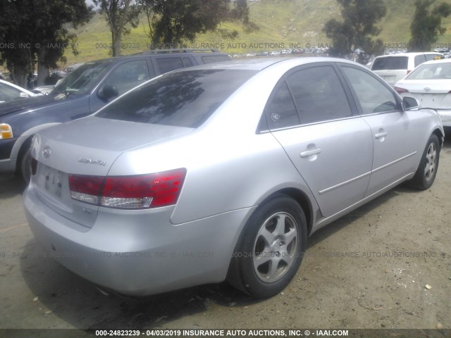 5NPEU46F76H063279 - 2006 HYUNDAI SONATA GLS/LX SILVER photo 4