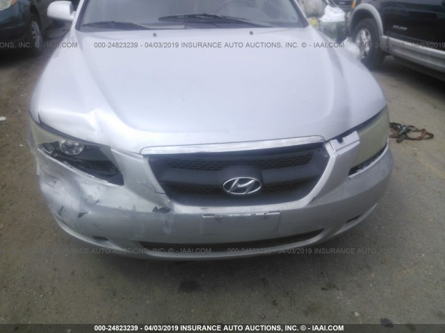 5NPEU46F76H063279 - 2006 HYUNDAI SONATA GLS/LX SILVER photo 6