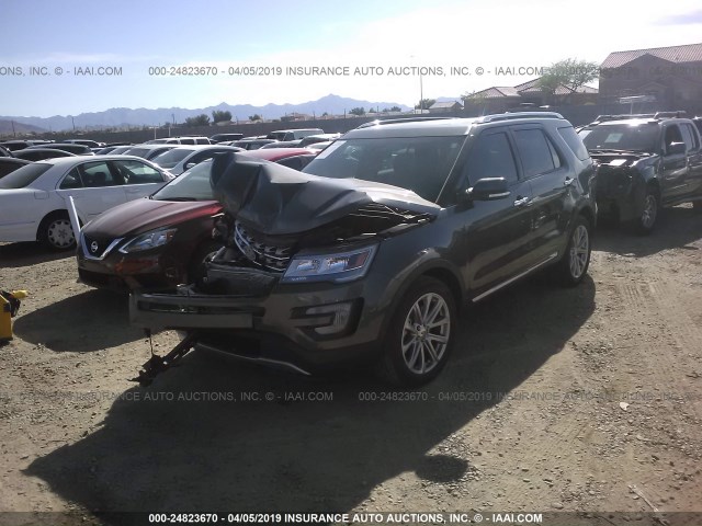 1FM5K7F85HGE38811 - 2017 FORD EXPLORER LIMITED GRAY photo 2