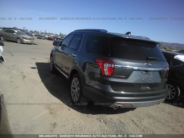 1FM5K7F85HGE38811 - 2017 FORD EXPLORER LIMITED GRAY photo 3