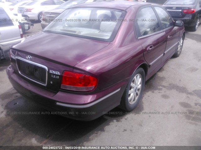 KMHWF35H63A831330 - 2003 HYUNDAI SONATA GLS/LX RED photo 4