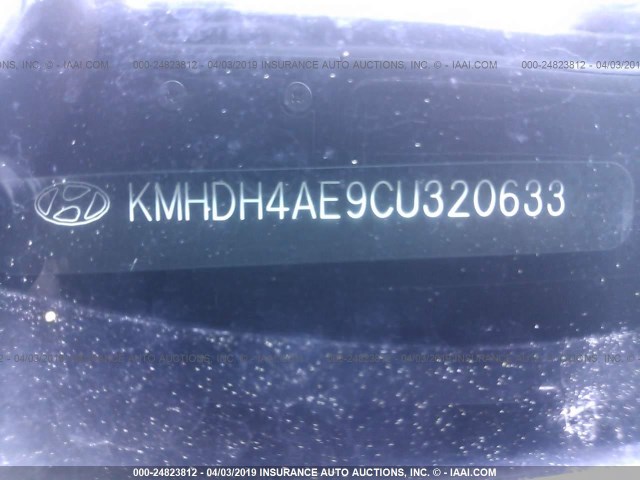 KMHDH4AE9CU320633 - 2012 HYUNDAI ELANTRA GLS/LIMITED GRAY photo 9