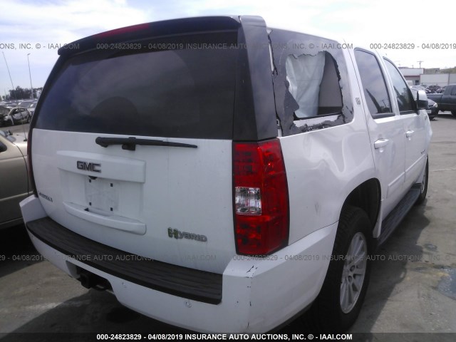 1GKS1FEJ8DR194017 - 2013 GMC YUKON HYBRID WHITE photo 4