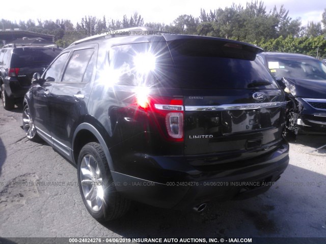 1FM5K7F87DGA96871 - 2013 FORD EXPLORER LIMITED BLACK photo 3