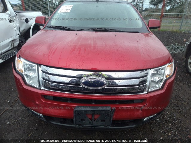 2FMDK3JC9ABB37651 - 2010 FORD EDGE SEL RED photo 6