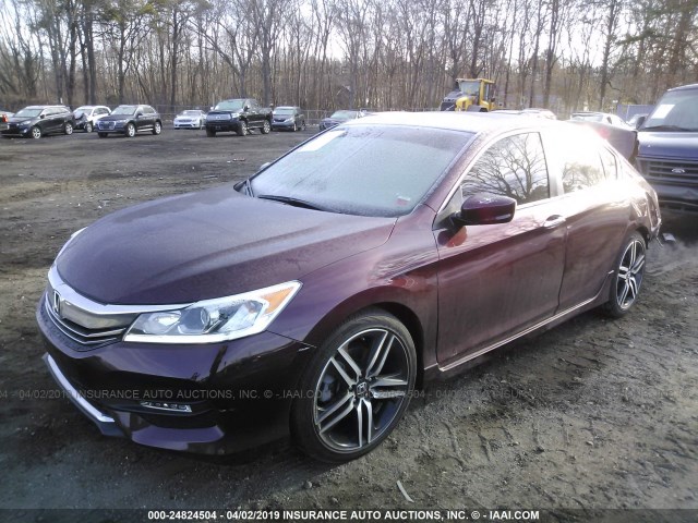 1HGCR2F55HA061904 - 2017 HONDA ACCORD SPORT RED photo 2