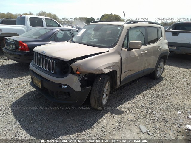 ZACCJBBT4GPD51706 - 2016 JEEP RENEGADE LATITUDE TAN photo 2