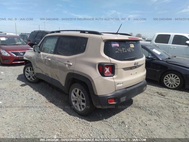 ZACCJBBT4GPD51706 - 2016 JEEP RENEGADE LATITUDE TAN photo 3