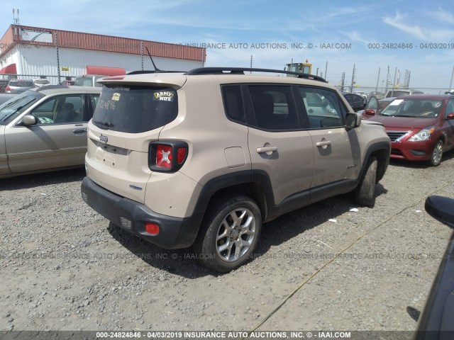 ZACCJBBT4GPD51706 - 2016 JEEP RENEGADE LATITUDE TAN photo 4