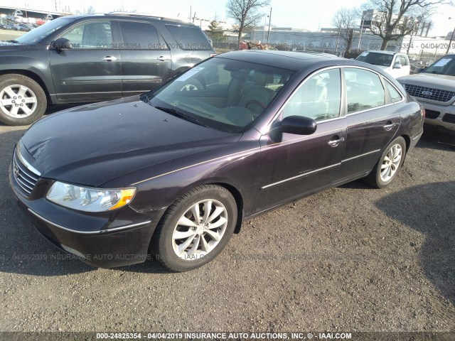 KMHFC46F86A108577 - 2006 HYUNDAI AZERA SE/LIMITED PURPLE photo 2