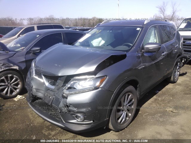 5N1AT2MVXFC899904 - 2015 NISSAN ROGUE S/SL/SV GRAY photo 2