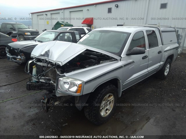 1D7HW48NX6S671624 - 2006 DODGE DAKOTA QUAD SLT SILVER photo 2