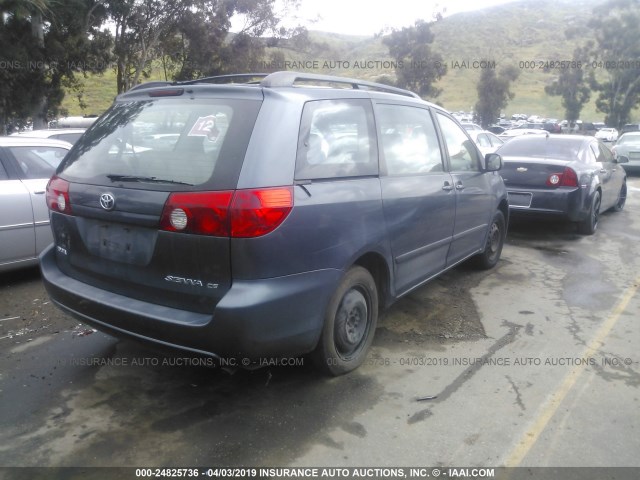 5TDZA23C96S496198 - 2006 TOYOTA SIENNA CE/LE BLUE photo 4