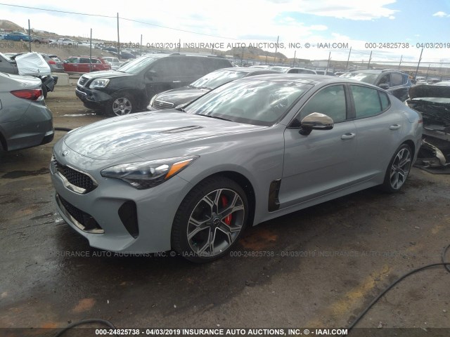 KNAE45LC3K6043550 - 2019 KIA STINGER GT1 GRAY photo 2