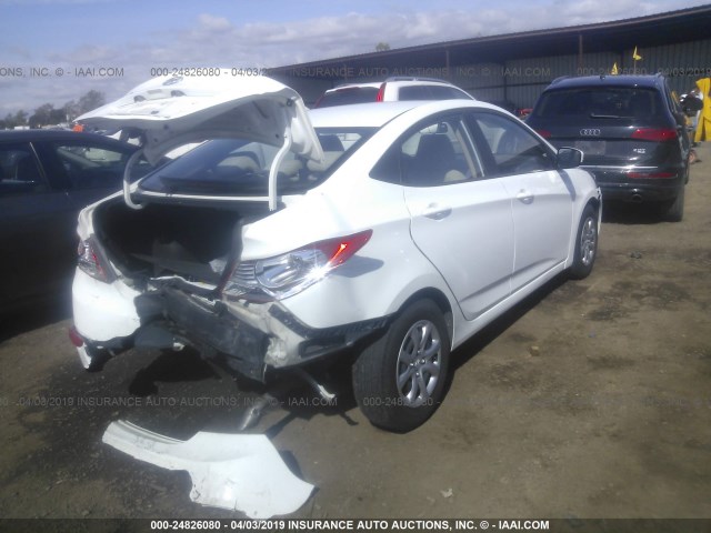 KMHCT4AE1EU664700 - 2014 HYUNDAI ACCENT GLS/GS WHITE photo 4