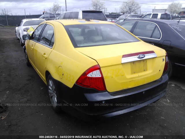 3FADP0L3XAR151308 - 2010 FORD FUSION HYBRID YELLOW photo 3