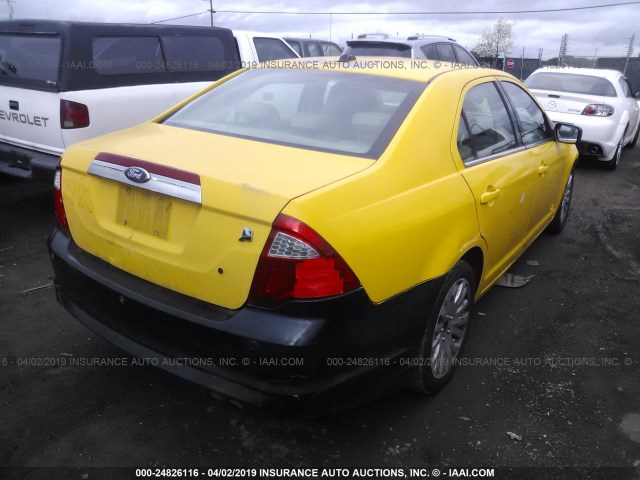 3FADP0L3XAR151308 - 2010 FORD FUSION HYBRID YELLOW photo 4