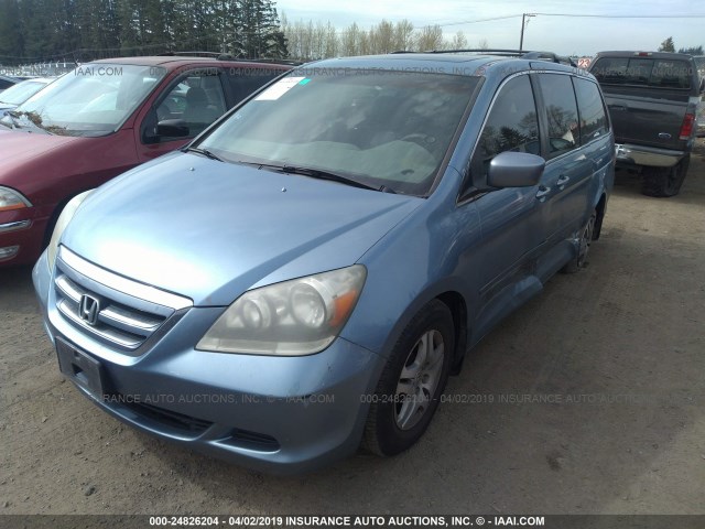 5FNRL38705B085156 - 2005 HONDA ODYSSEY EXL BLUE photo 2