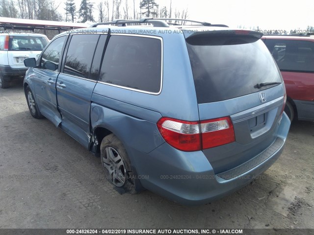 5FNRL38705B085156 - 2005 HONDA ODYSSEY EXL BLUE photo 3