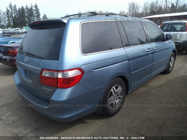 5FNRL38705B085156 - 2005 HONDA ODYSSEY EXL BLUE photo 4