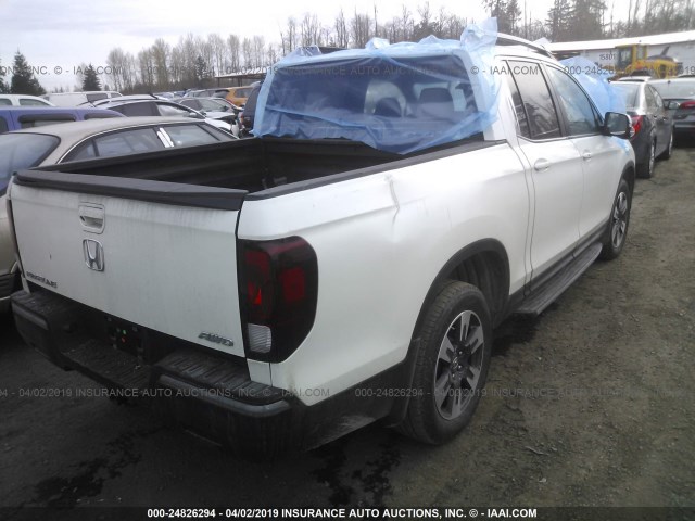 5FPYK3F62HB012164 - 2017 HONDA RIDGELINE RTL WHITE photo 4