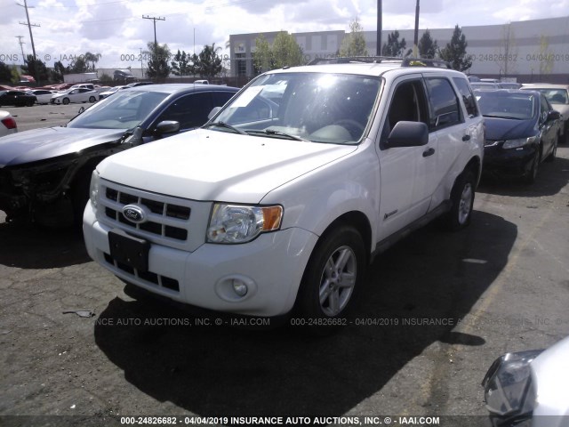 1FMCU49349KA99182 - 2009 FORD ESCAPE HYBRID WHITE photo 2