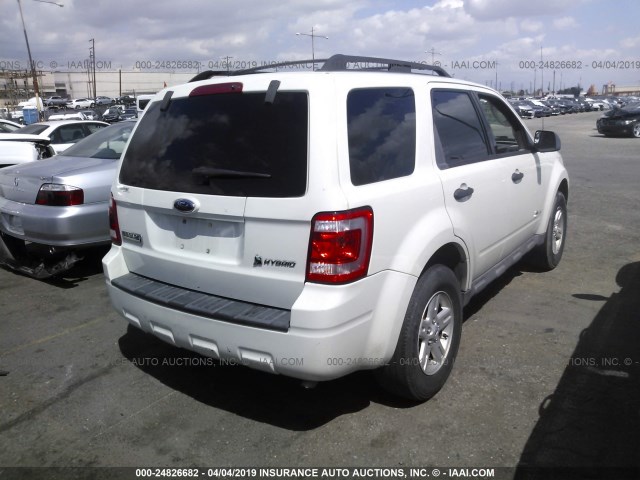 1FMCU49349KA99182 - 2009 FORD ESCAPE HYBRID WHITE photo 4