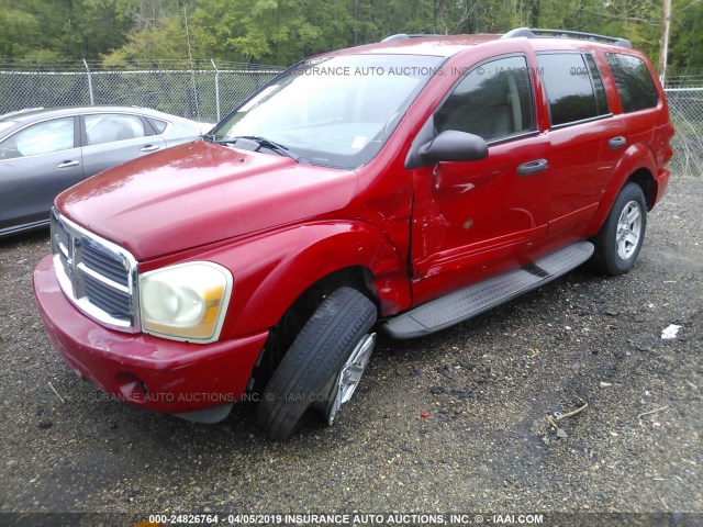 1D4HD48N34F202044 - 2004 DODGE DURANGO SLT RED photo 2