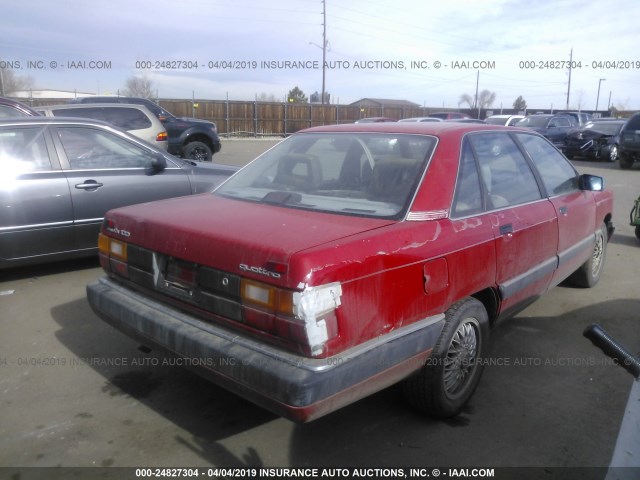 WAUCB0446KN034094 - 1989 AUDI 100 QUATTRO RED photo 4