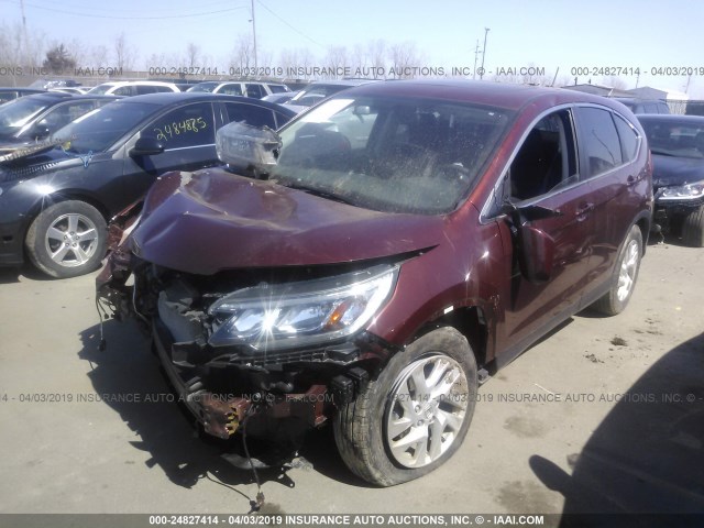 2HKRM4H59FH685212 - 2015 HONDA CR-V EX MAROON photo 2