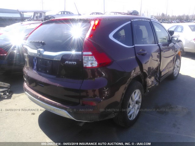 2HKRM4H59FH685212 - 2015 HONDA CR-V EX MAROON photo 4