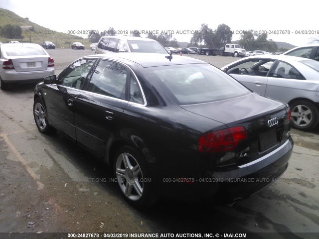 WAUAF78E08A018268 - 2008 AUDI A4 2.0T BLACK photo 3