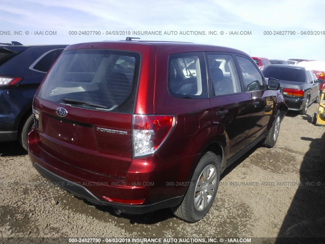 JF2SH61699H767224 - 2009 SUBARU FORESTER 2.5X MAROON photo 4