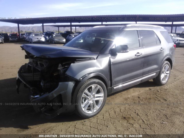 1FM5K7D84HGB22013 - 2017 FORD EXPLORER XLT GRAY photo 2