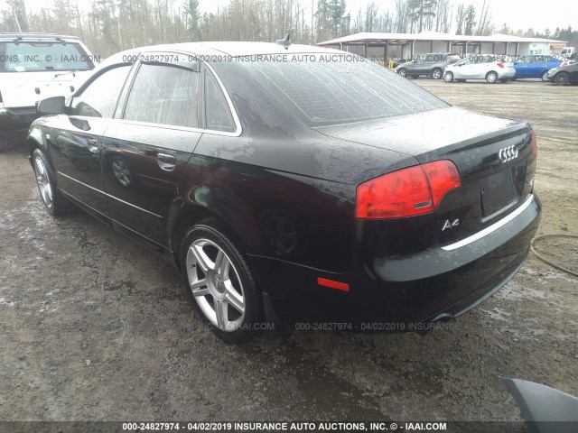 WAUAF78E78A126290 - 2008 AUDI A4 2.0T BLACK photo 3