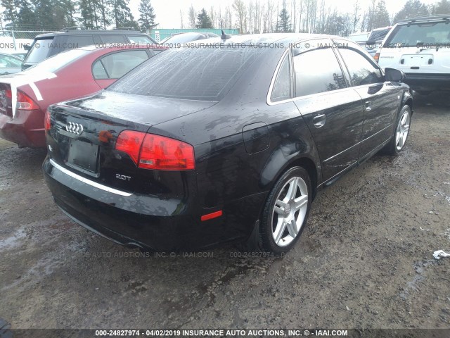 WAUAF78E78A126290 - 2008 AUDI A4 2.0T BLACK photo 4