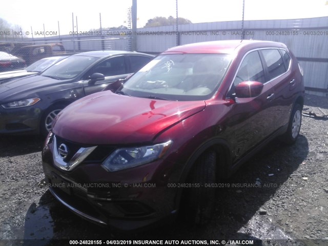 5N1AT2MT4GC809565 - 2016 NISSAN ROGUE S/SL/SV MAROON photo 2