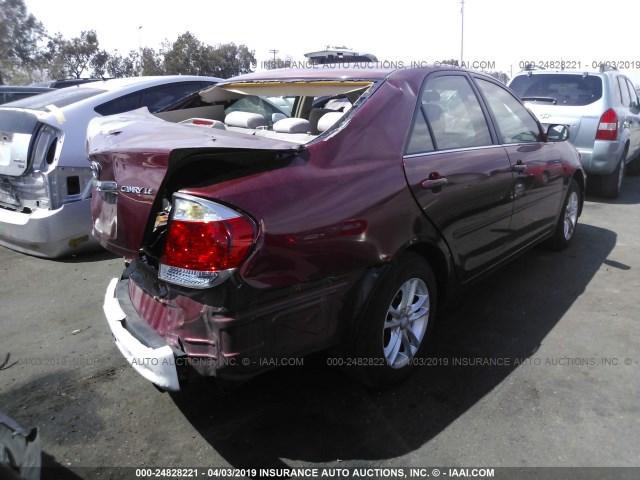 4T1BE32K56U118617 - 2006 TOYOTA CAMRY LE/XLE/SE RED photo 4