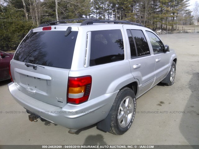 1J8GW68J44C292438 - 2004 JEEP GRAND CHEROKEE OVERLAND SILVER photo 4