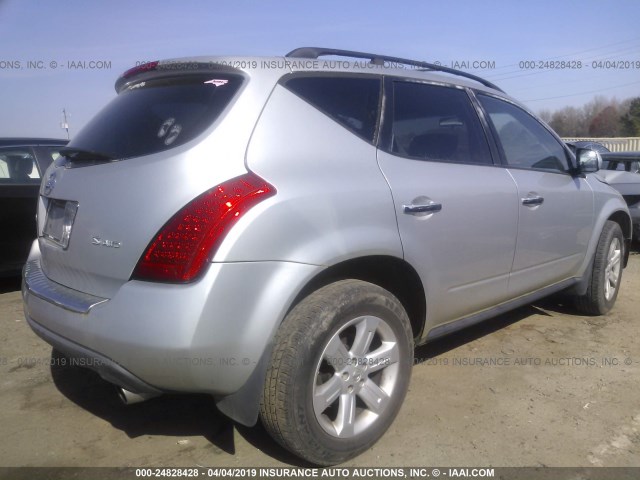 JN8AZ08W37W653999 - 2007 NISSAN MURANO SL/SE/S SILVER photo 4