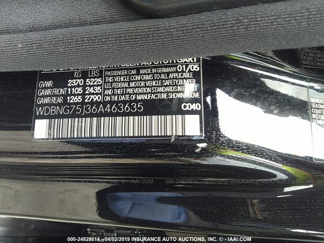 WDBNG75J36A463635 - 2006 MERCEDES-BENZ S 500 BLACK photo 9