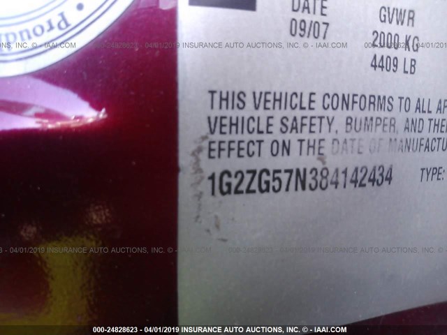 1G2ZG57N384142434 - 2008 PONTIAC G6 SE MAROON photo 9