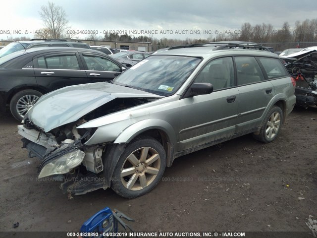 4S4BP61C797319623 - 2009 SUBARU OUTBACK 2.5I GREEN photo 2