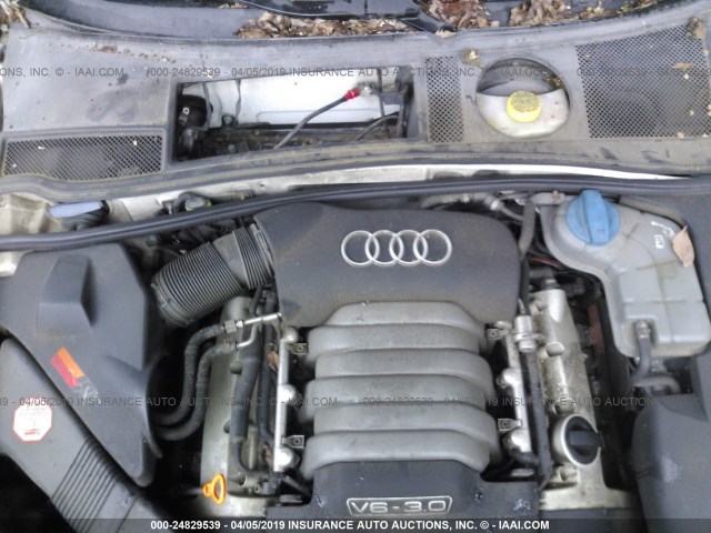 WAULT64B73N018714 - 2003 AUDI A6 3.0 QUATTRO WHITE photo 10