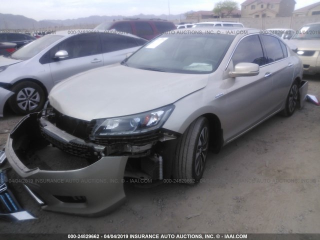 1HGCR6F53FA010082 - 2015 HONDA ACCORD HYBRID/EXL BEIGE photo 2