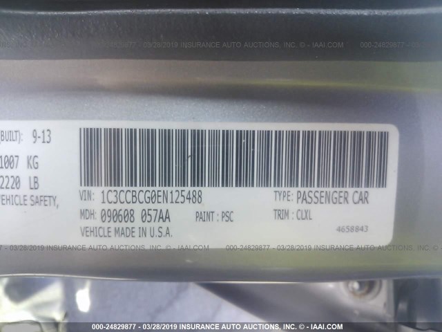 1C3CCBCG0EN125488 - 2014 CHRYSLER 200 LIMITED GRAY photo 9